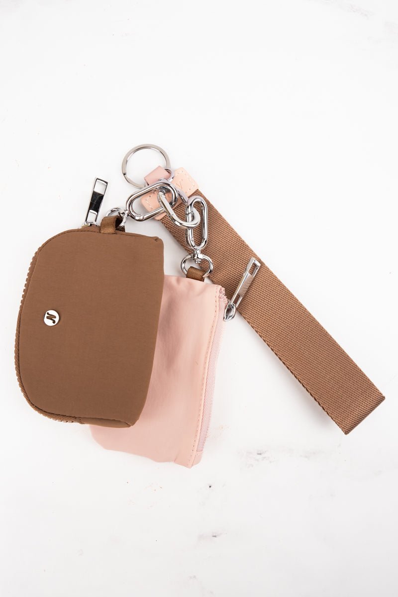 NGIL Khaki and Brown Dual Pouch Wristlet - Wholesale Accessory Market