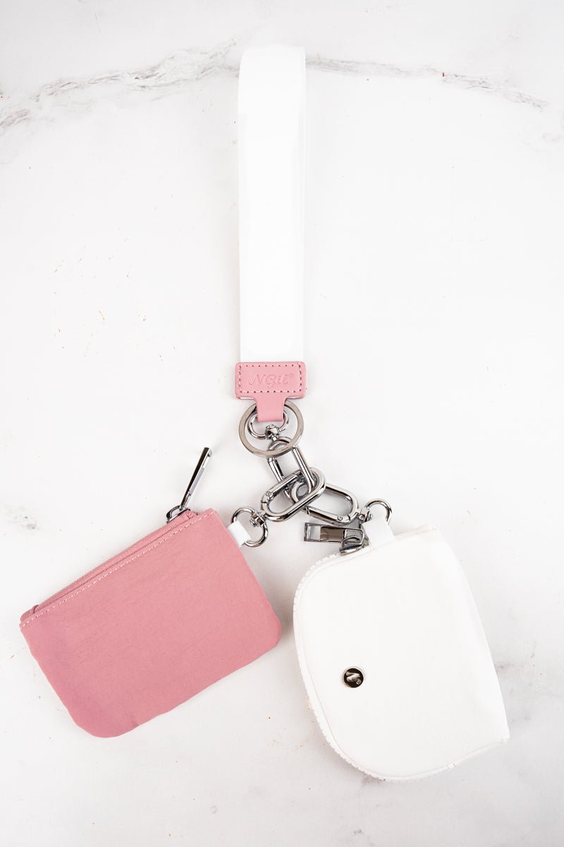 NGIL Pink and White Dual Pouch Wristlet - Wholesale Accessory Market