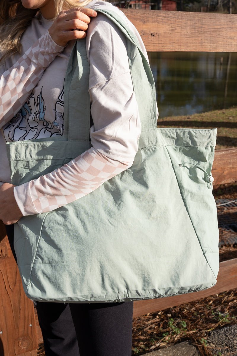 NGIL Light Green Shoreview Side Cinched Tote Bag - Wholesale Accessory Market