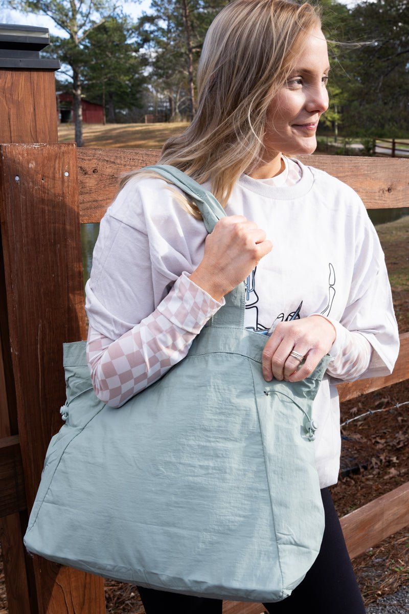 NGIL Light Green Shoreview Side Cinched Tote Bag - Wholesale Accessory Market