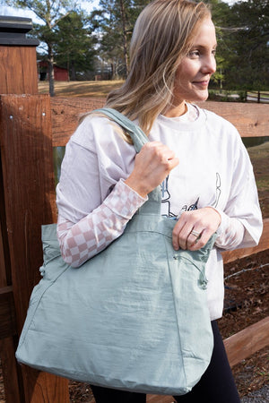 NGIL Light Green Shoreview Side Cinched Tote Bag - Wholesale Accessory Market