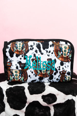 NGIL Corpus Christi Cow Roll Up Cosmetic Bag - Wholesale Accessory Market