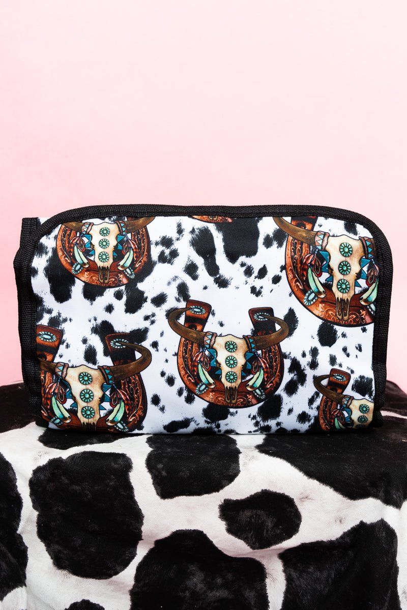 NGIL Corpus Christi Cow Roll Up Cosmetic Bag - Wholesale Accessory Market