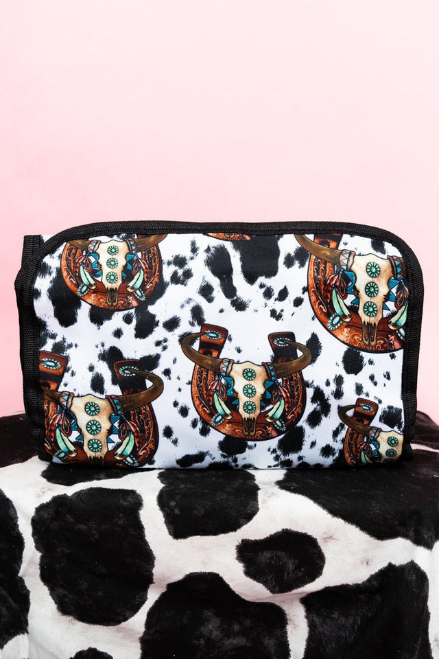 NGIL Corpus Christi Cow Roll Up Cosmetic Bag - Wholesale Accessory Market