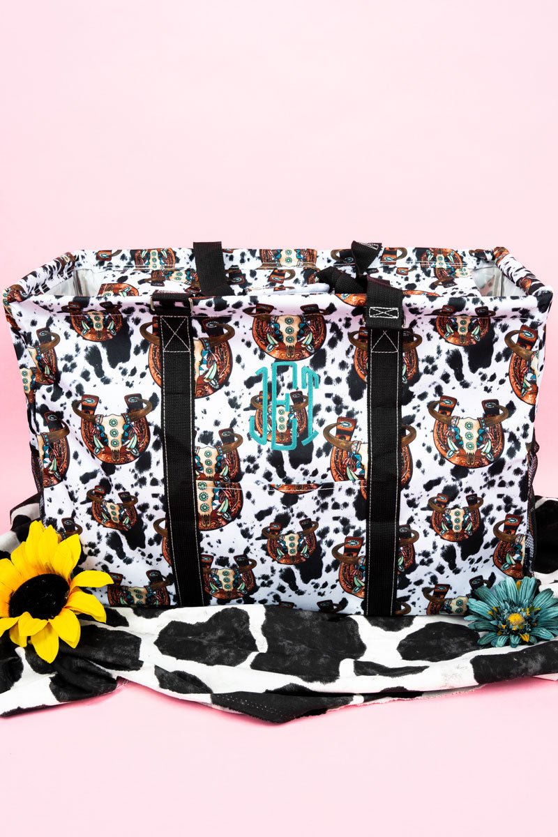 Corpus Christi Cow Collapsible Double HaulItAll Basket with Mesh