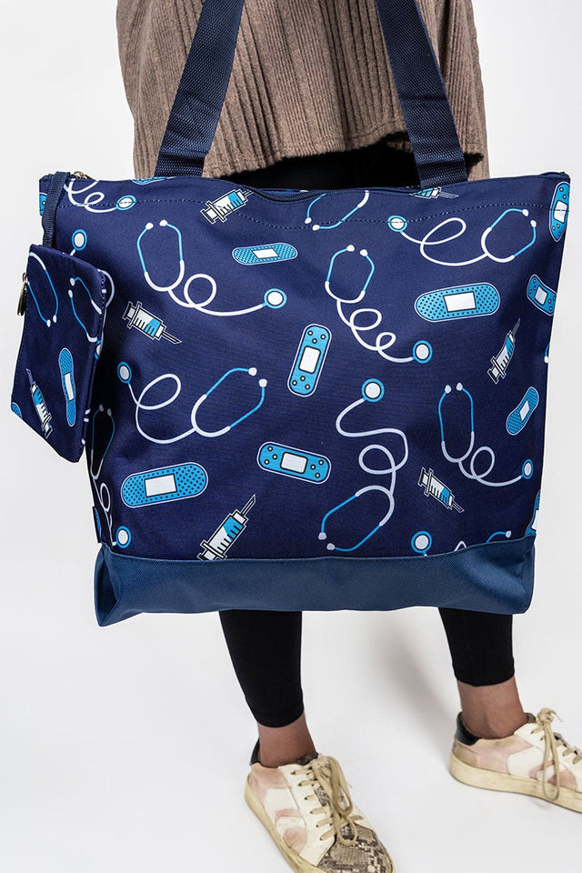 NGIL Code Blue with Navy Trim Tote Bag - Wholesale Accessory Market