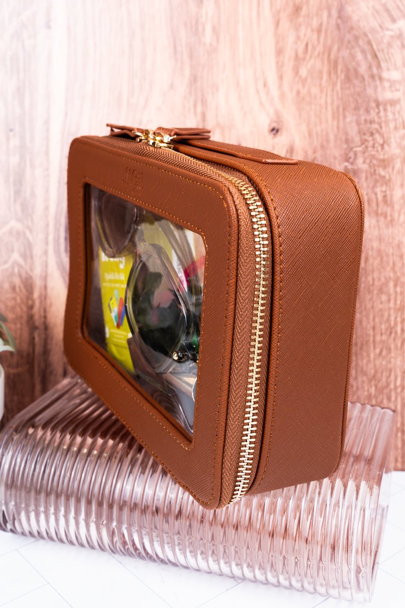 NGIL Clear The Way Brown Faux Leather Toiletry Case - Wholesale Accessory Market