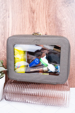 NGIL Clear The Way Dark Silver Faux Leather Toiletry Case - Wholesale Accessory Market