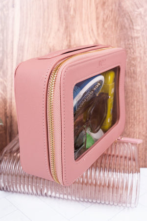 NGIL Clear The Way Pink Faux Leather Toiletry Case - Wholesale Accessory Market