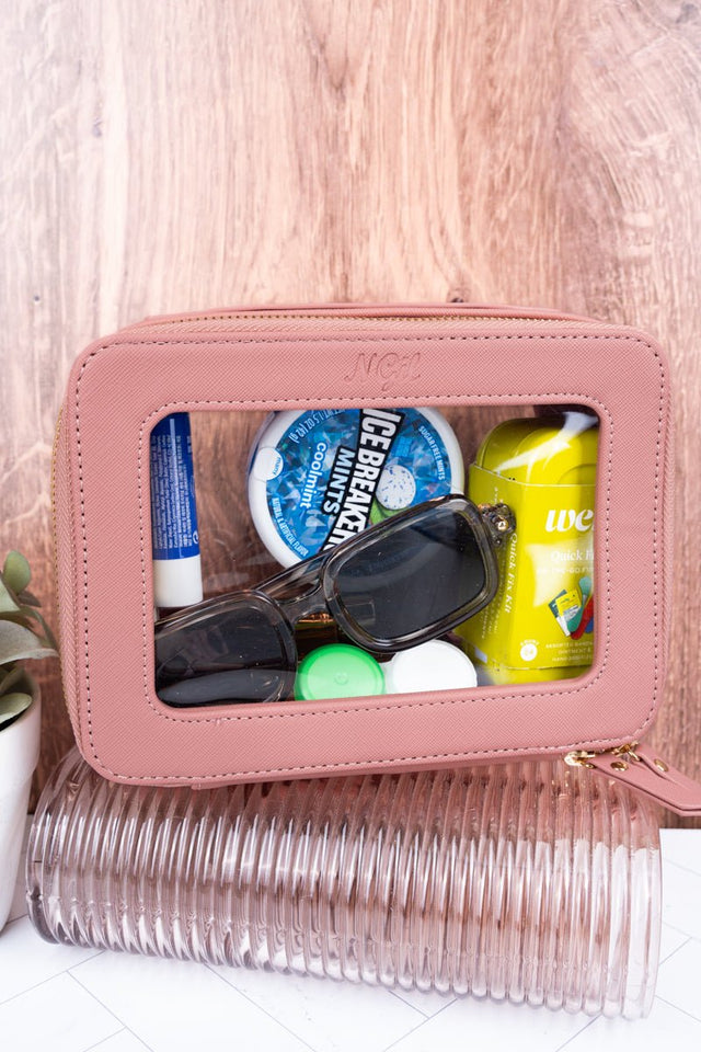 NGIL Clear The Way Pink Faux Leather Toiletry Case - Wholesale Accessory Market