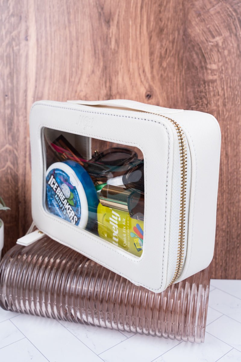 NGIL Clear The Way White Faux Leather Toiletry Case - Wholesale Accessory Market