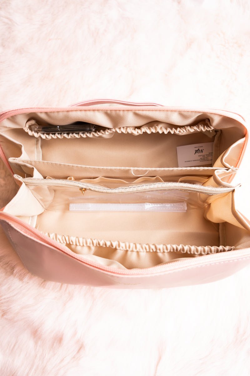 NGIL Morning Ready Pink Large Expandable Cosmetic Bag - Wholesale Accessory Market