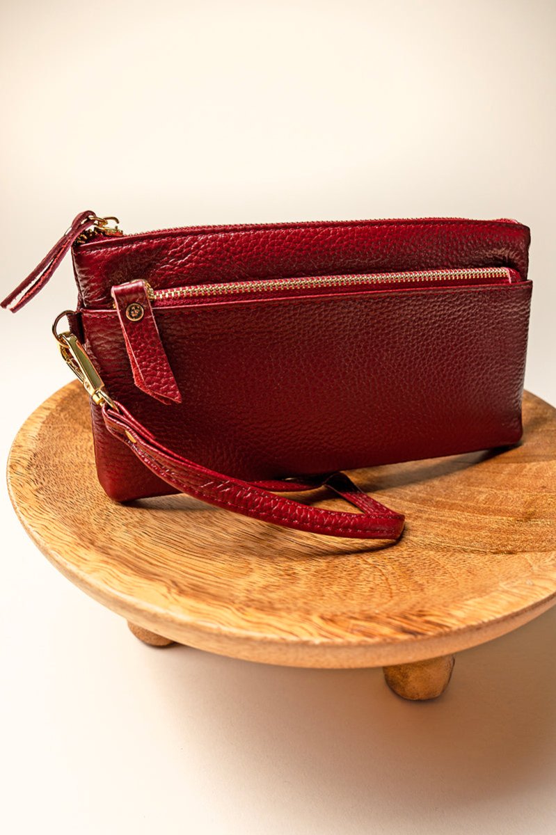 NGIL Red Genuine Leather Renae Wristlet - Wholesale Accessory Market