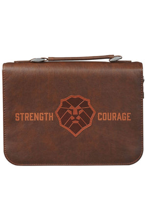 Strength and Courage Lion Brown Large Bible Cover - Wholesale Accessory Market