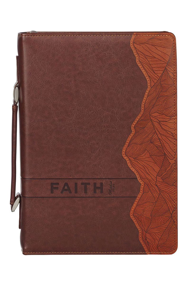 Faith Burnt Chestnut Faux Leather Large Bible Cover - Wholesale Accessory Market