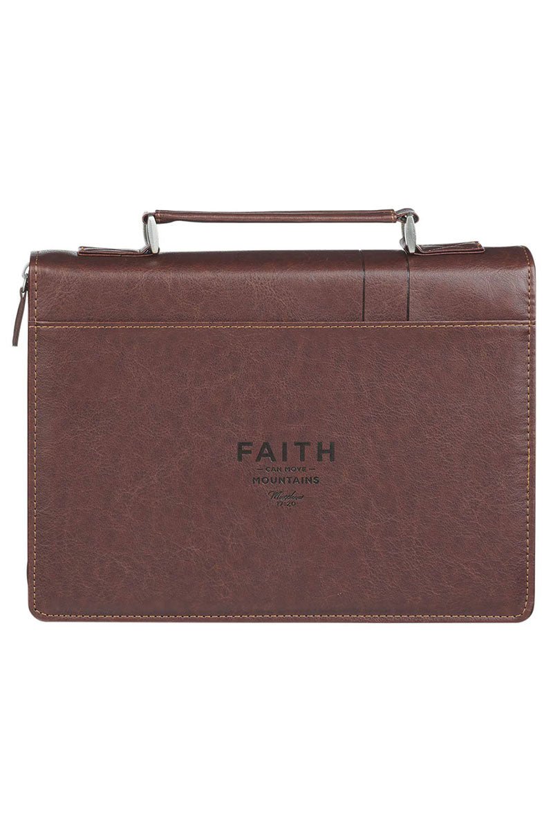 Faith Burnt Chestnut Faux Leather Large Bible Cover - Wholesale Accessory Market