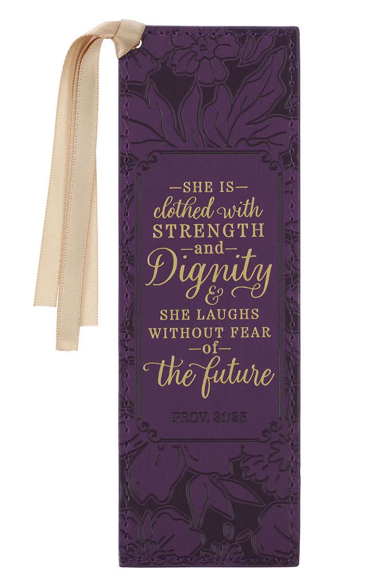 Strength and Dignity Purple Rose Faux Leather Page Marker - Wholesale Accessory Market