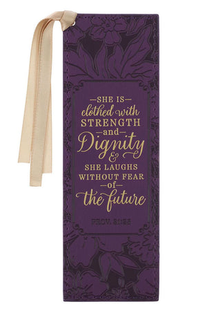 Strength and Dignity Purple Rose Faux Leather Page Marker - Wholesale Accessory Market