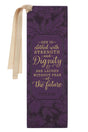 Strength and Dignity Purple Rose Faux Leather Page Marker - Wholesale Accessory Market