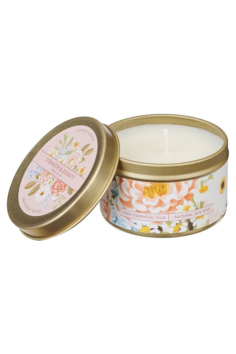 Strength and Dignity Grapefruit Grove Scented Candle Tin - Wholesale Accessory Market