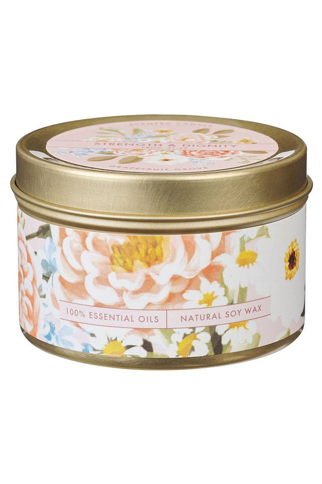 Strength and Dignity Grapefruit Grove Scented Candle Tin - Wholesale Accessory Market