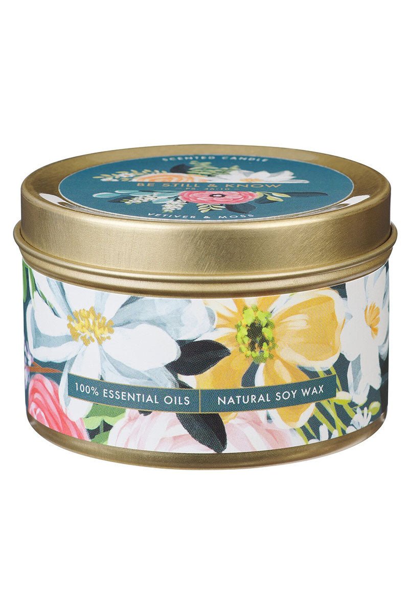 Be Still and Know Vetiver and Moss Scented Candle Tin - Wholesale Accessory Market