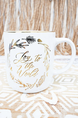 Joy To The World Scented Candle in Ceramic Mug - Wholesale Accessory Market
