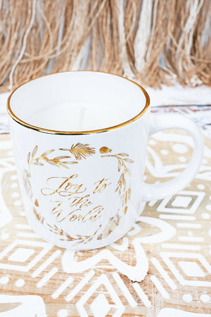 Joy To The World Scented Candle in Ceramic Mug - Wholesale Accessory Market