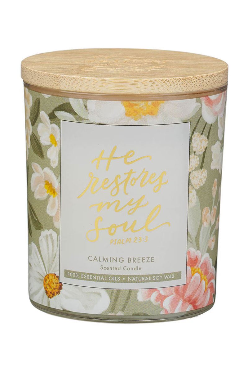 He Restores My Soul Calming Breeze Scented Candle - Wholesale Accessory Market