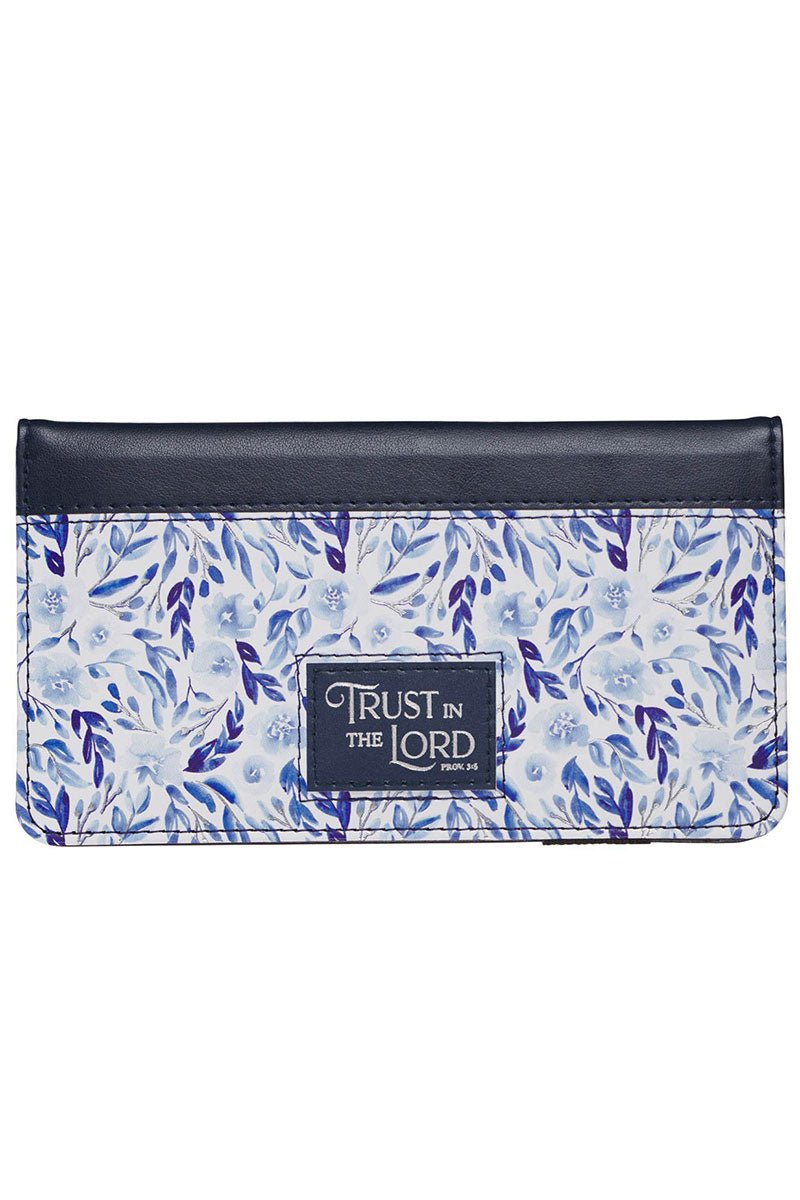 Trust in the Lord Blue Botany Faux Leather Checkbook Wallet - Wholesale Accessory Market