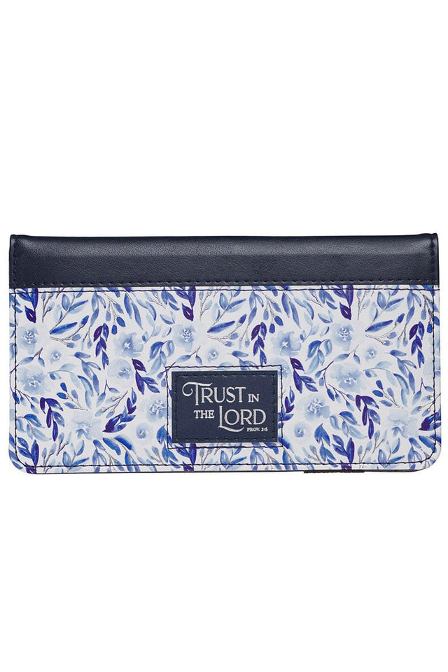 Trust in the Lord Blue Botany Faux Leather Checkbook Wallet - Wholesale Accessory Market