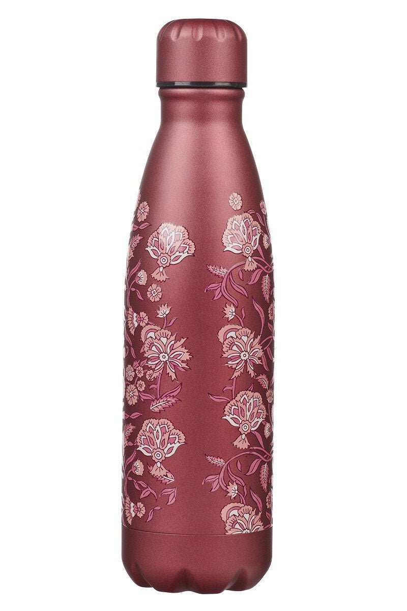 Be Still Metallic Raisin Plum Floral 17oz Stainless Steel Water Bottle - Wholesale Accessory Market