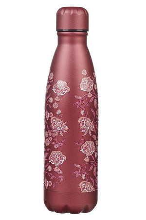 Be Still Metallic Raisin Plum Floral 17oz Stainless Steel Water Bottle - Wholesale Accessory Market