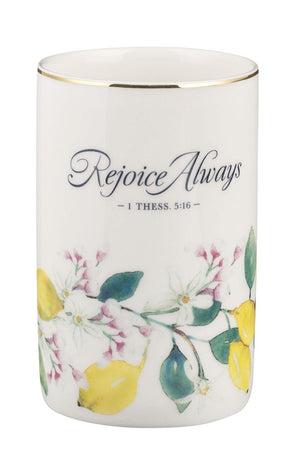 Rejoice Always Lemon Ceramic Table Vase, 5" - Wholesale Accessory Market