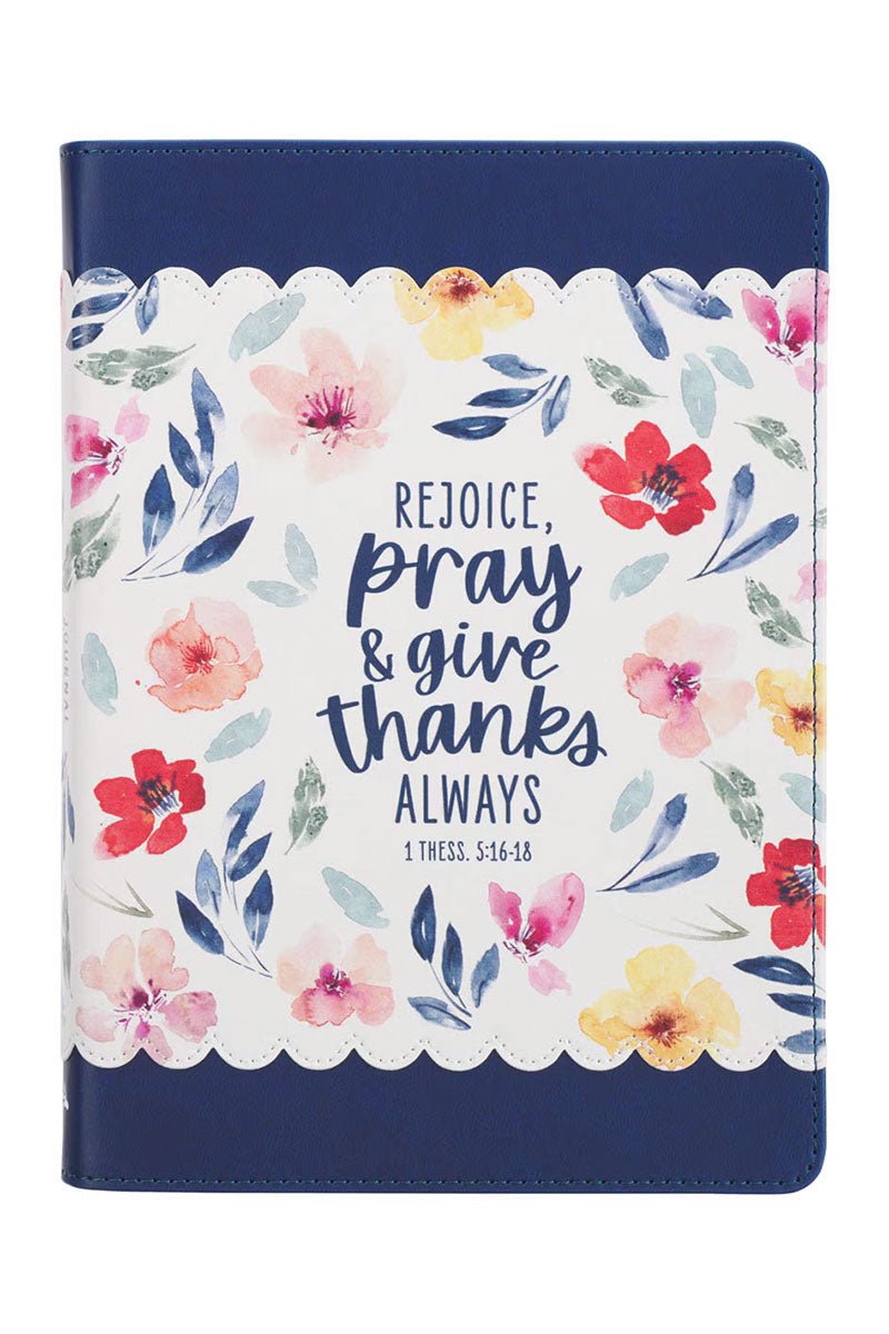 Give Thanks Blue Floral Faux Leather Journal - Wholesale Accessory Market