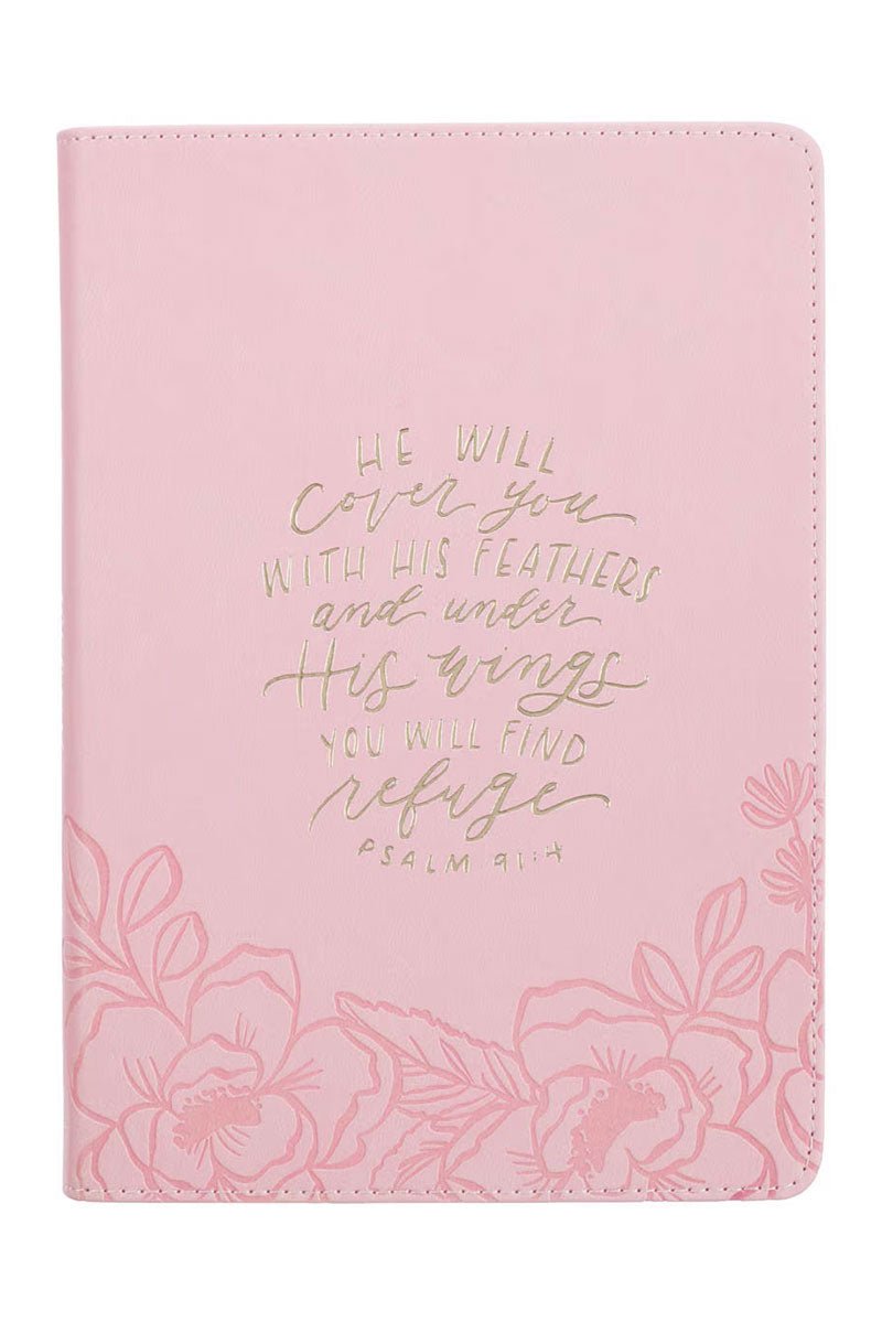 Under His Wings Pink Faux Leather Zippered Journal - Wholesale Accessory Market
