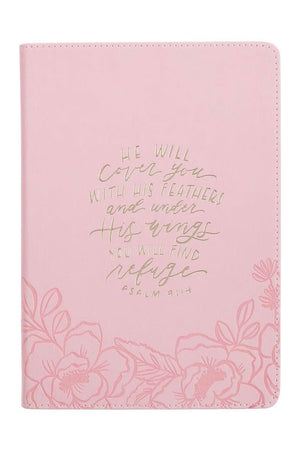 Under His Wings Pink Faux Leather Zippered Journal - Wholesale Accessory Market