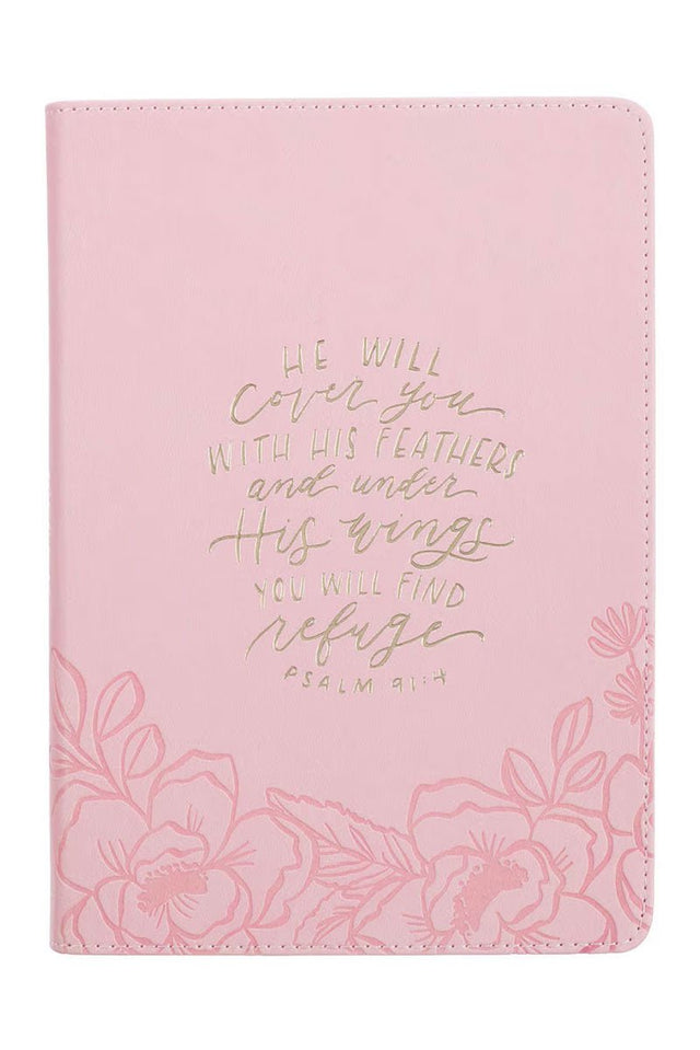 Under His Wings Pink Faux Leather Zippered Journal - Wholesale Accessory Market