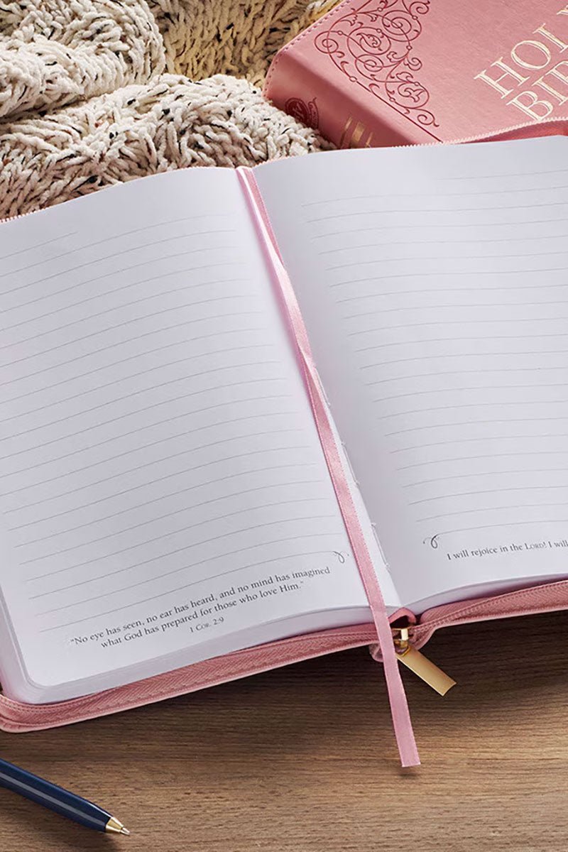 Under His Wings Pink Faux Leather Zippered Journal - Wholesale Accessory Market