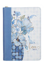 Love Blue Floral Tile Faux Leather Zippered Journal - Wholesale Accessory Market