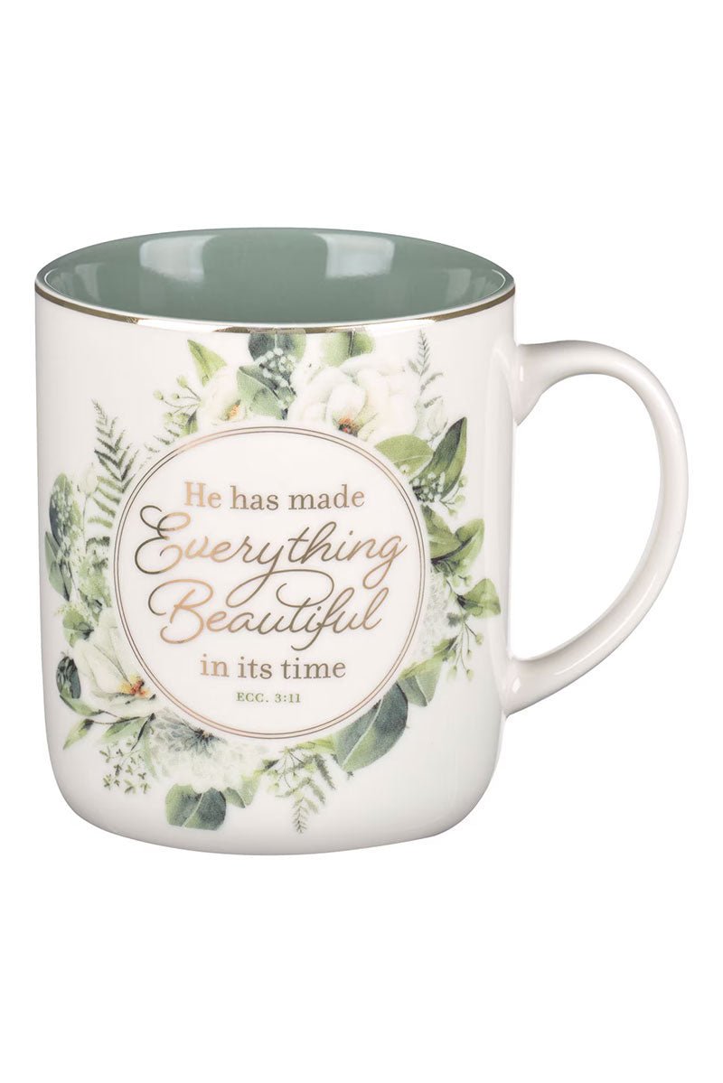 Everything Beautiful Green Wreath Ceramic Mug - Wholesale Accessory Market