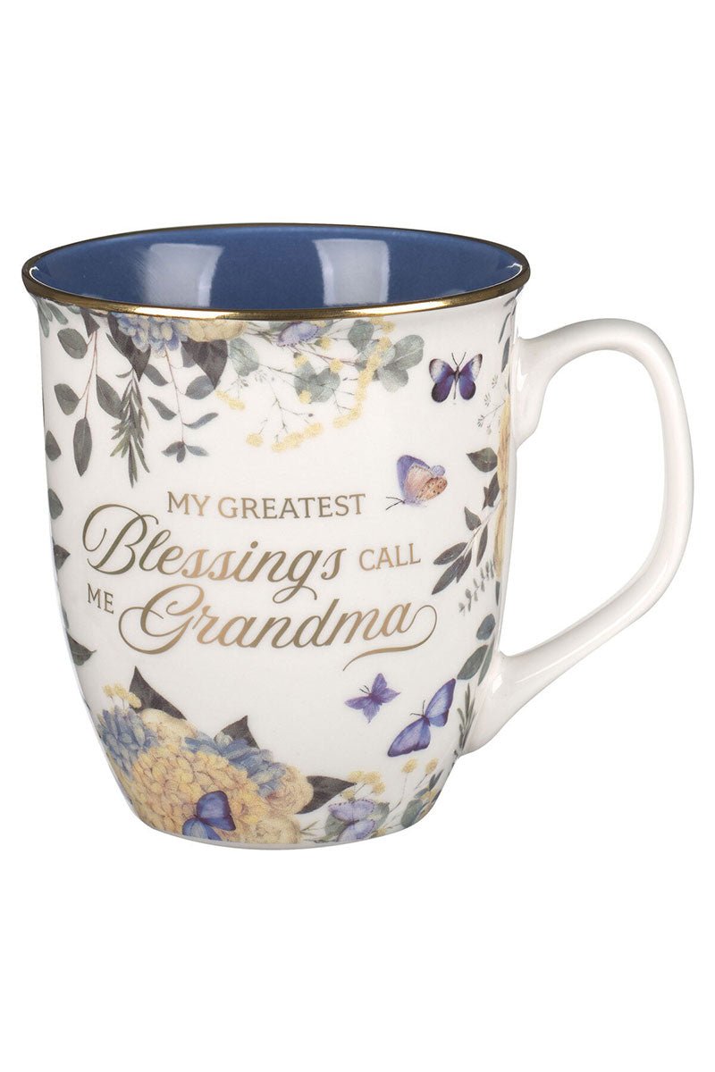 Grandma's Greatest Blessings Blue Floral Ceramic Mug - Wholesale Accessory Market