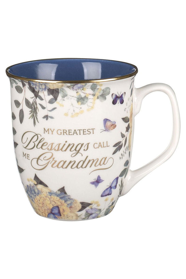 Grandma's Greatest Blessings Blue Floral Ceramic Mug - Wholesale Accessory Market