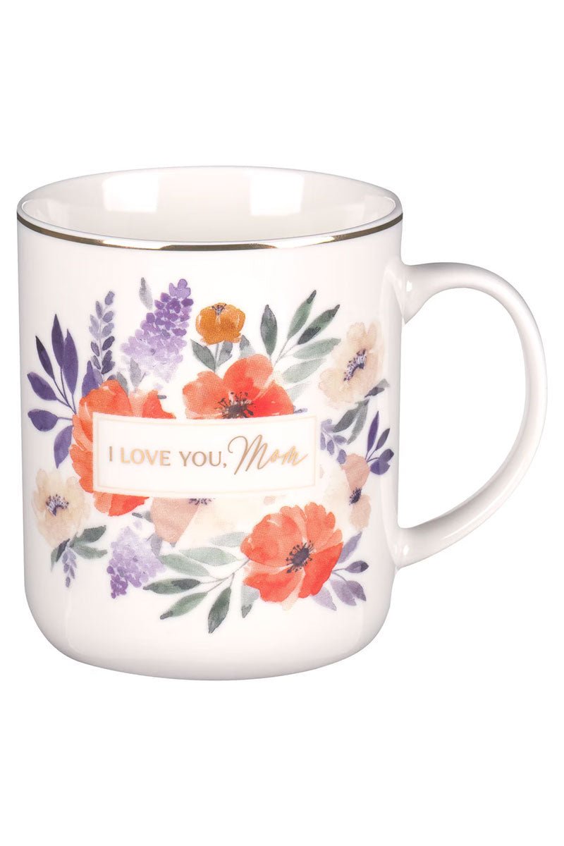 I Love You Mom Ivory and Poppy Ceramic Mug - Wholesale Accessory Market