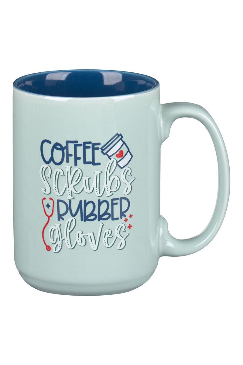 Coffee Scrubs Rubber Gloves Blue Ceramic Mug - Wholesale Accessory Market