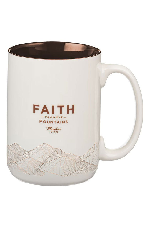 Faith Can Move Mountains White Ceramic Mug - Wholesale Accessory Market