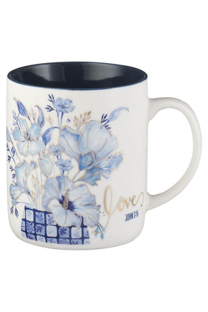 Blue Floral Tile Ceramic 4 Piece Mug Set - Wholesale Accessory Market