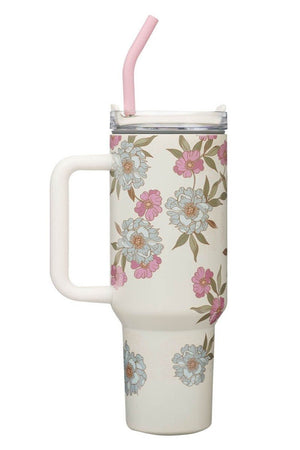 Everything Beautiful Whimsical Blooms 40 oz Tumbler with Straw - Wholesale Accessory Market