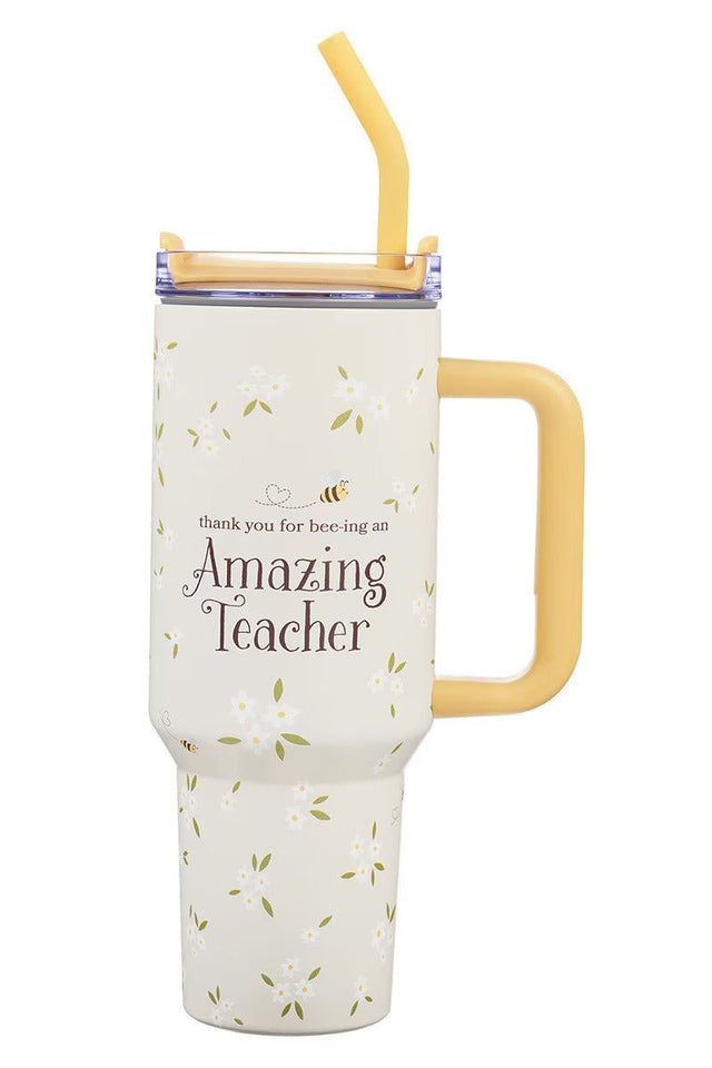 Amazing Teacher Blossom and Bees 40 oz Tumbler with Straw - Wholesale Accessory Market