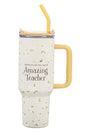 Amazing Teacher Blossom and Bees 40 oz Tumbler with Straw - Wholesale Accessory Market